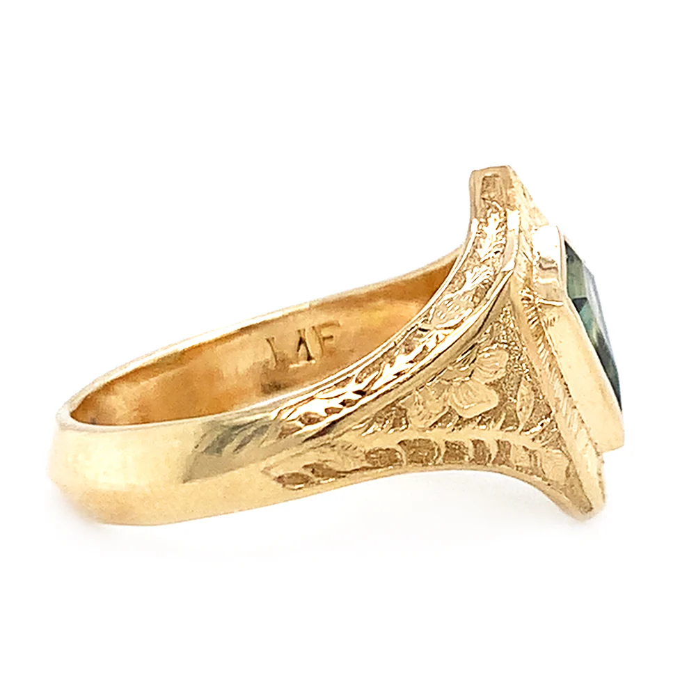 Montana Sapphire & Yellow Gold Ring - "Lancebreaker Signet" - Image 4