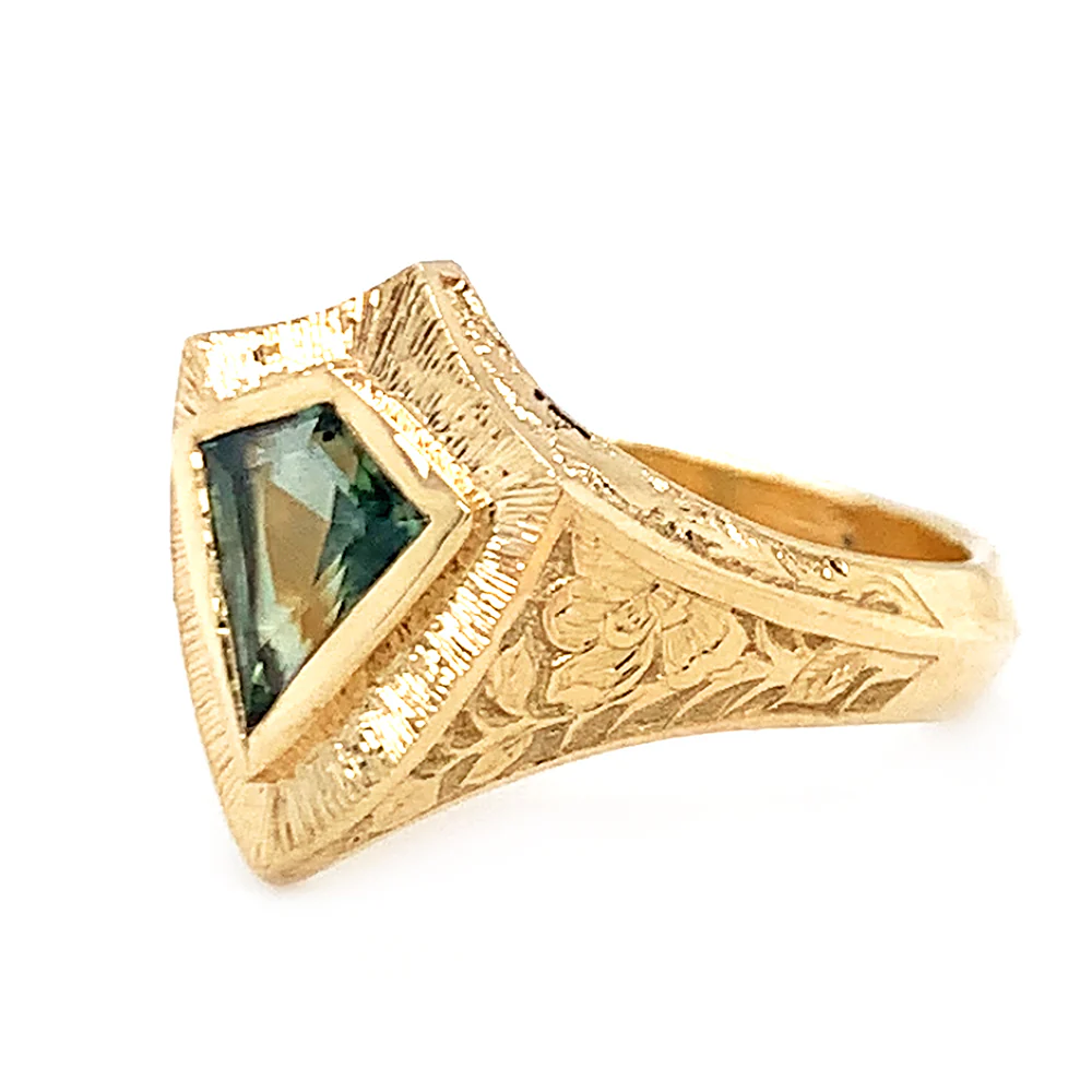 Montana Sapphire & Yellow Gold Ring - "Lancebreaker Signet" - Image 5