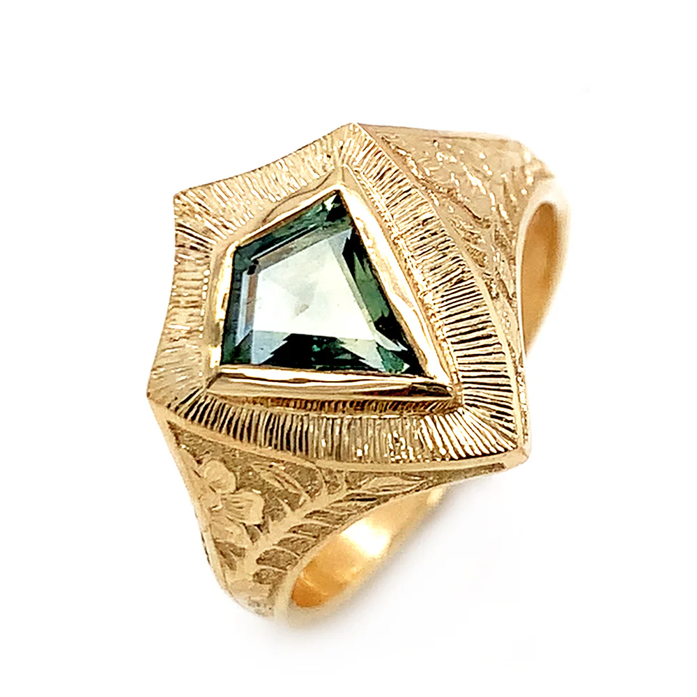 Montana Sapphire & Yellow Gold Ring - "Lancebreaker Signet" - Image 6