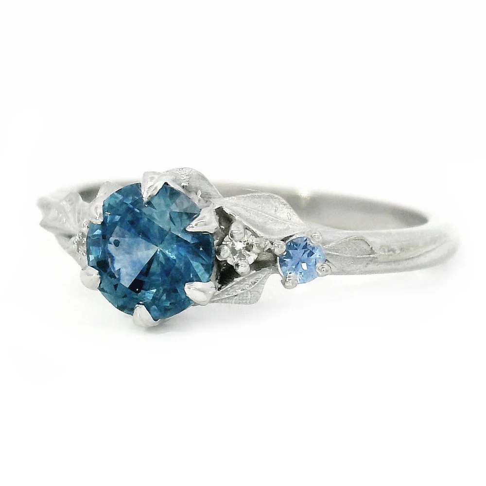 Montana Sapphire, Yogo Sapphire & Diamond Ring - "Larkspur" - Image 4