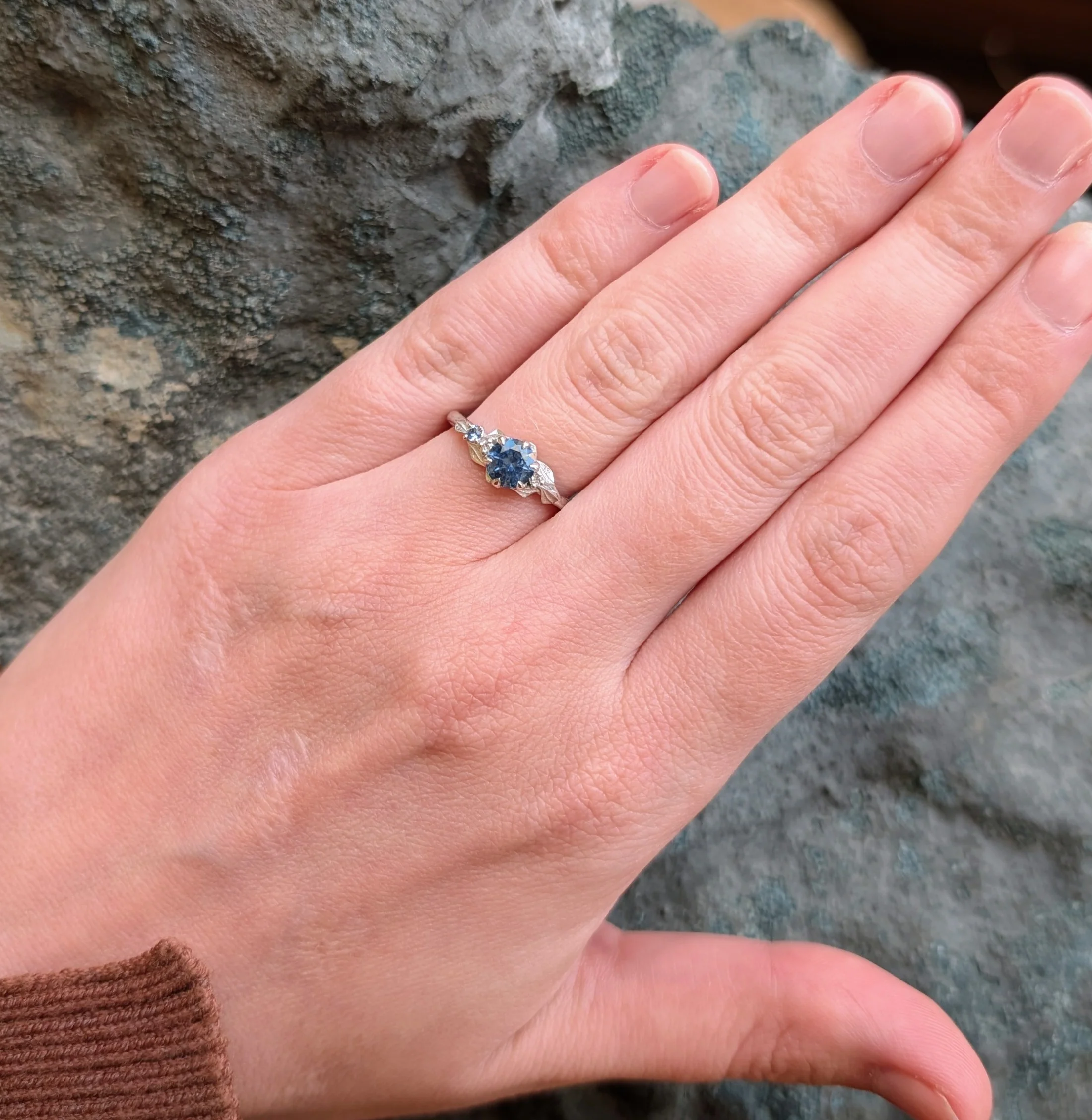 Montana Sapphire, Yogo Sapphire & Diamond Ring - "Larkspur" - Image 5