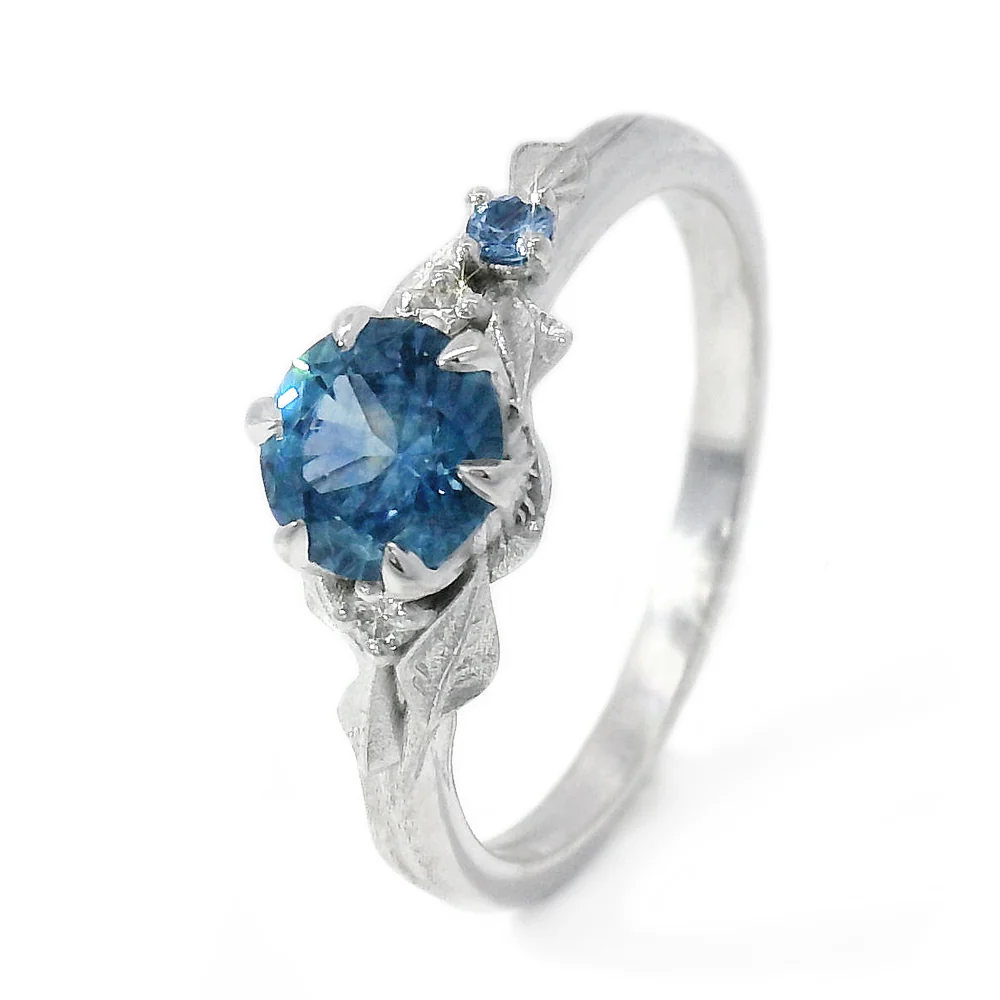 Montana Sapphire, Yogo Sapphire & Diamond Ring - "Larkspur" - Image 6
