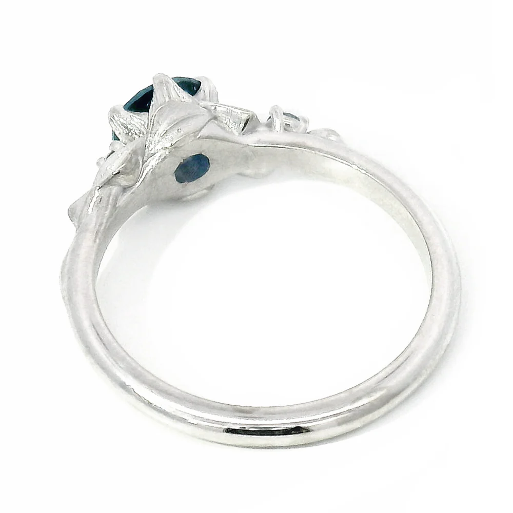 Montana Sapphire, Yogo Sapphire & Diamond Ring - "Larkspur" - Image 7