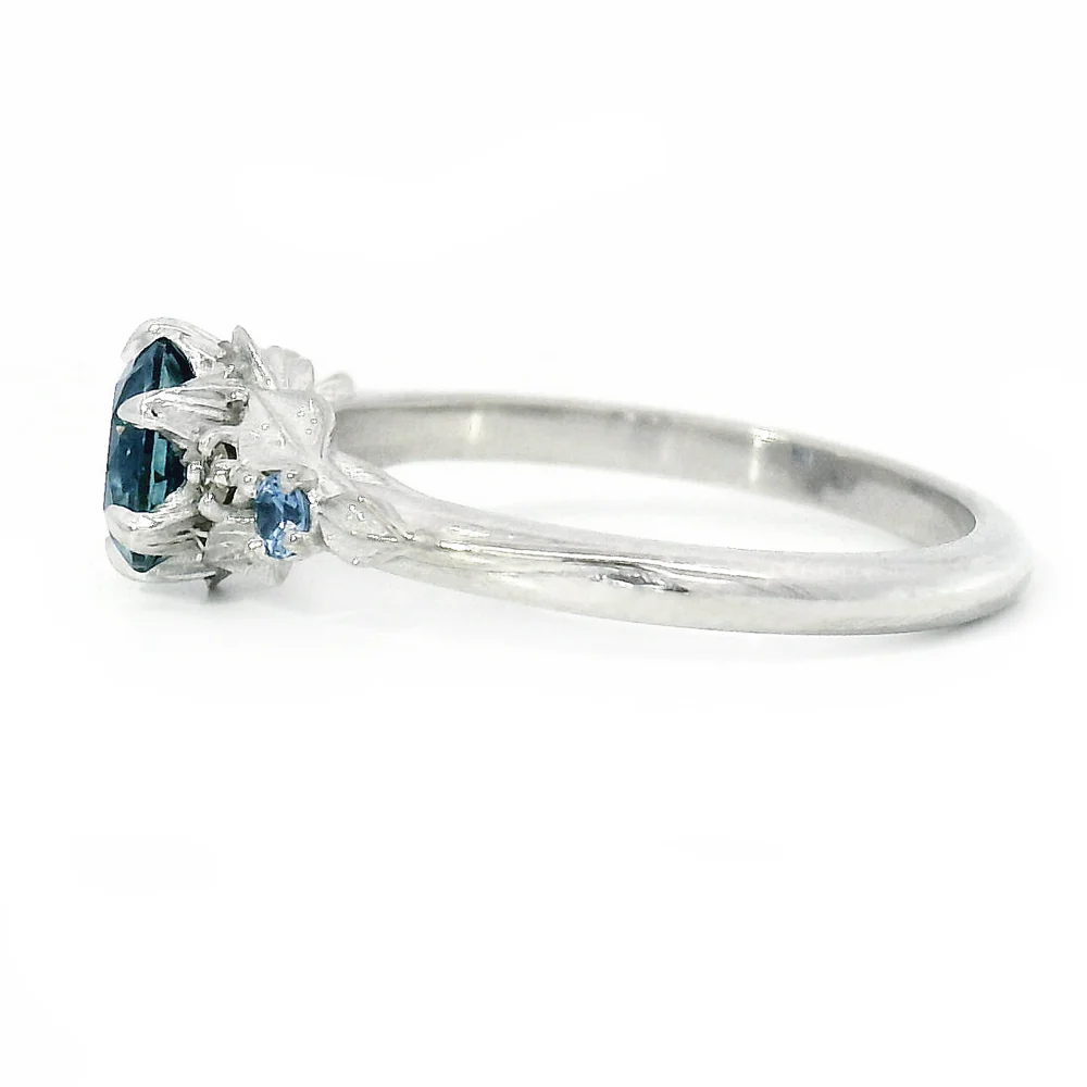 Montana Sapphire, Yogo Sapphire & Diamond Ring - "Larkspur" - Image 8