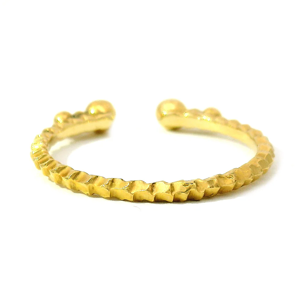 Narrow Opening Yellow Gold Ring Jacket with Diamonds - "Dragon Scale" - Image 3