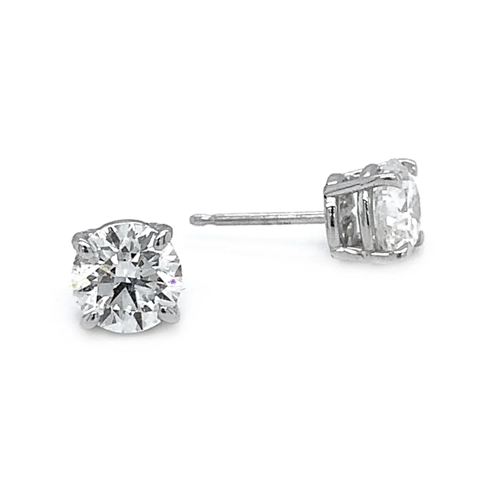 Natural Diamond Four-Prong Stud Earrings - 2.01ctw - Image 2