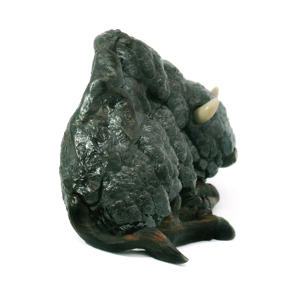One-of-a-Kind Sculpture with Natural Hematite Specimen - "Sitting Bison" - Image 4