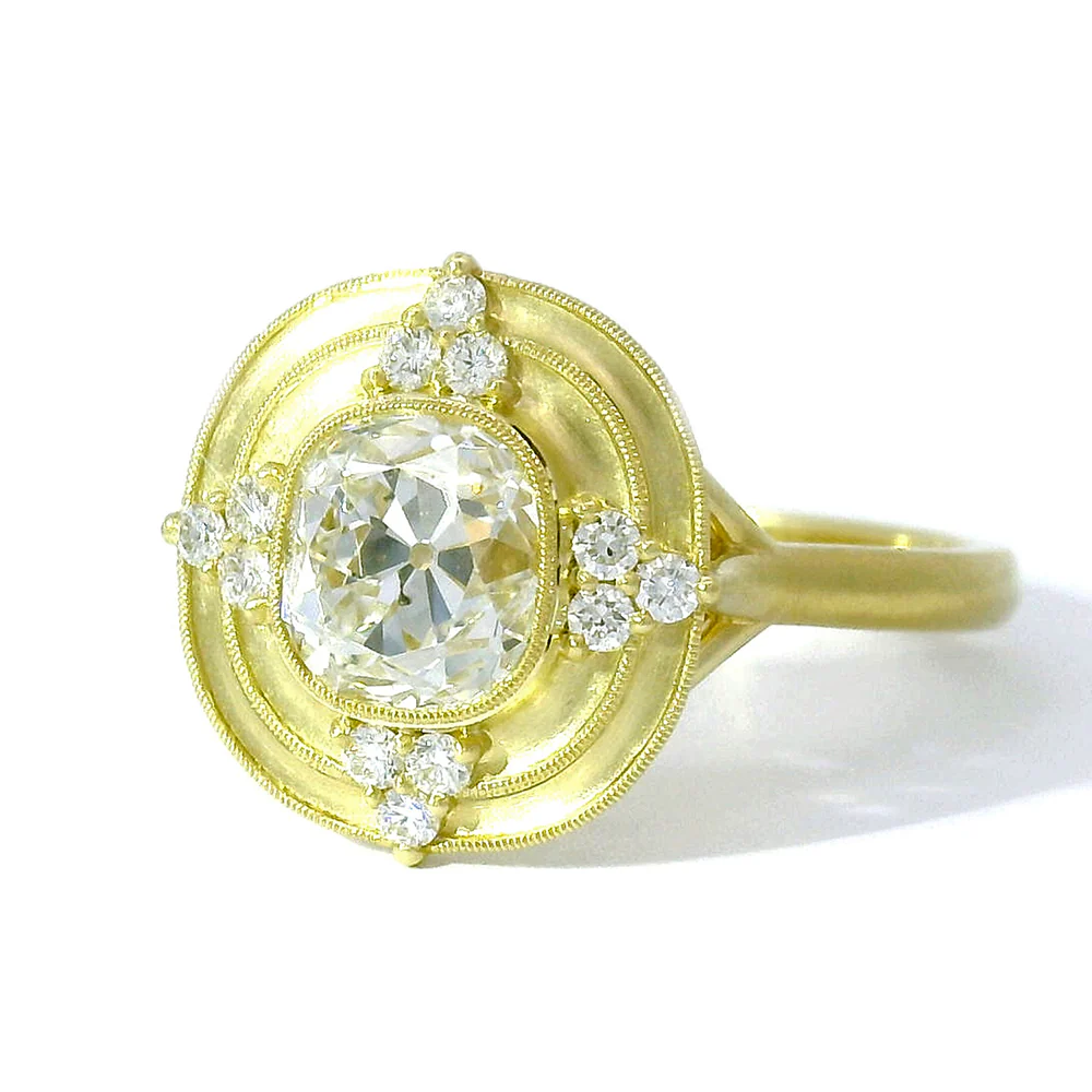Old Mine Cut Diamond Engagement Ring - "Thea Halo" - Image 2