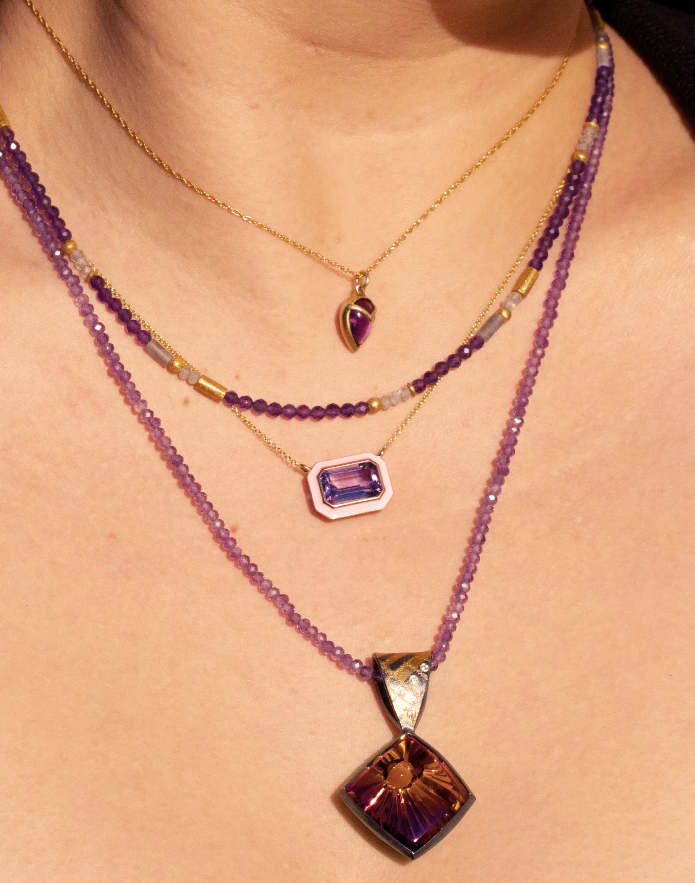 One-of-a-kind Ametrine, Gold & Sterling Silver Pendant - "Sunray" - Image 3