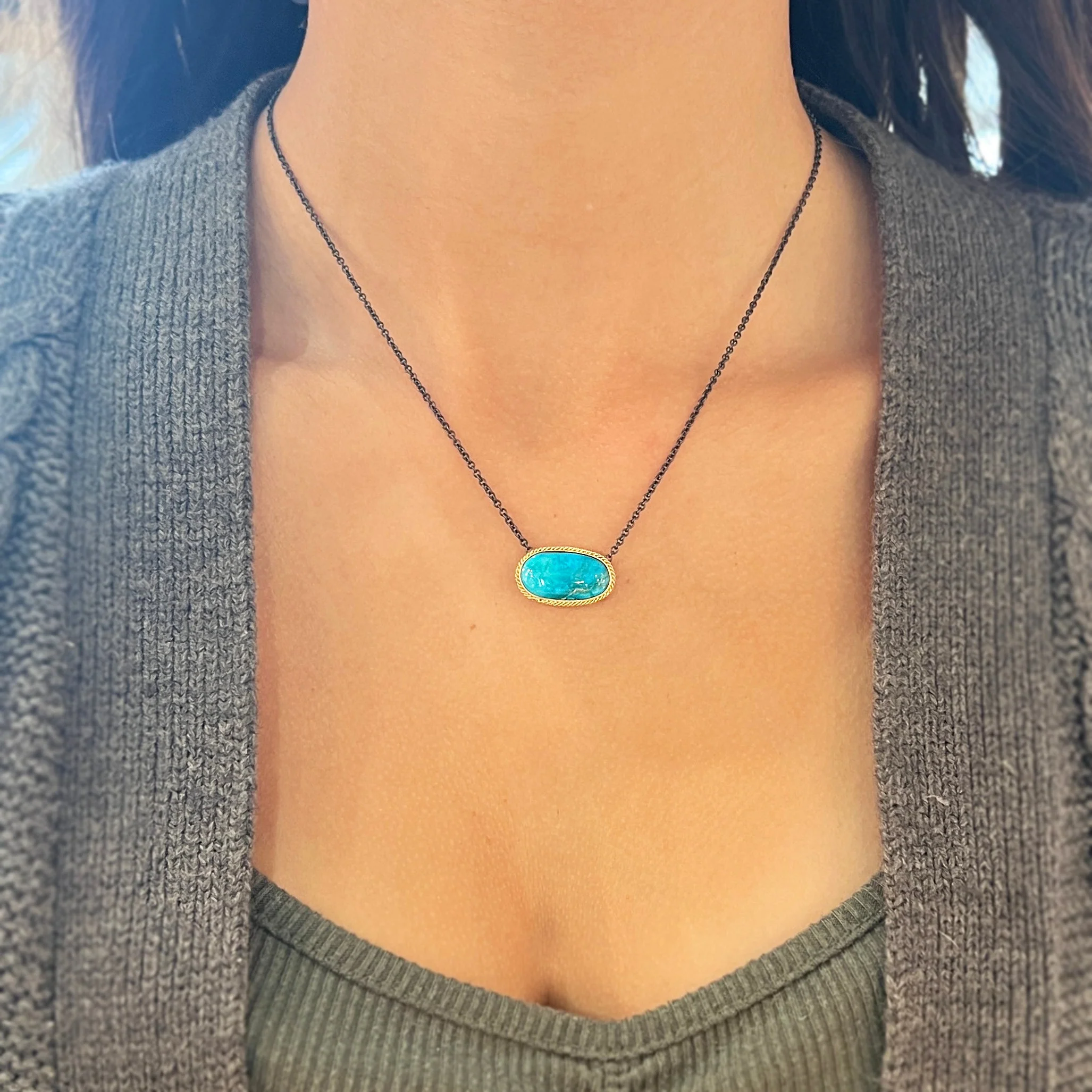 One-of-a-Kind Bisbee Turquoise Necklace - "Kintsugi" - Image 5