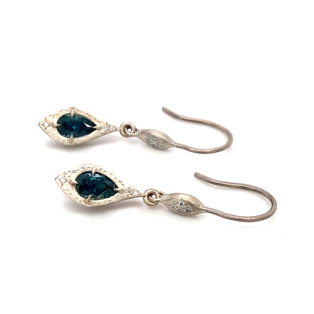 One-of-a-Kind Blue Pear Montana Sapphire Drop Earrings - "Eloise" - Image 3