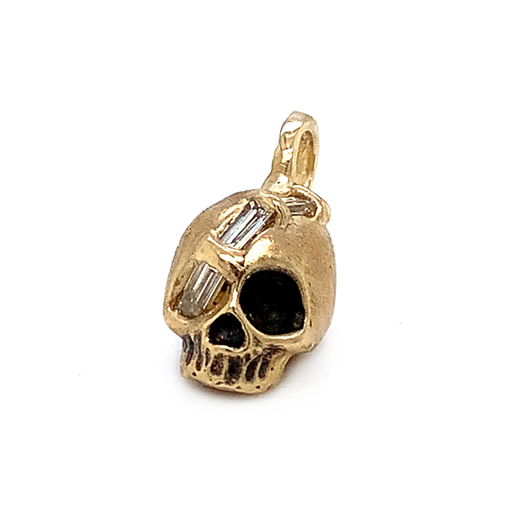 One-of-a-Kind Diamond & Yellow Gold Skull Pendant - "El Crá­neo" - Image 4