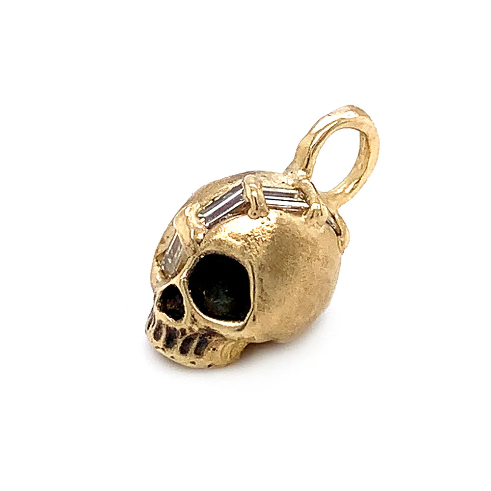 One-of-a-Kind Diamond & Yellow Gold Skull Pendant - "El Crá­neo" - Image 5