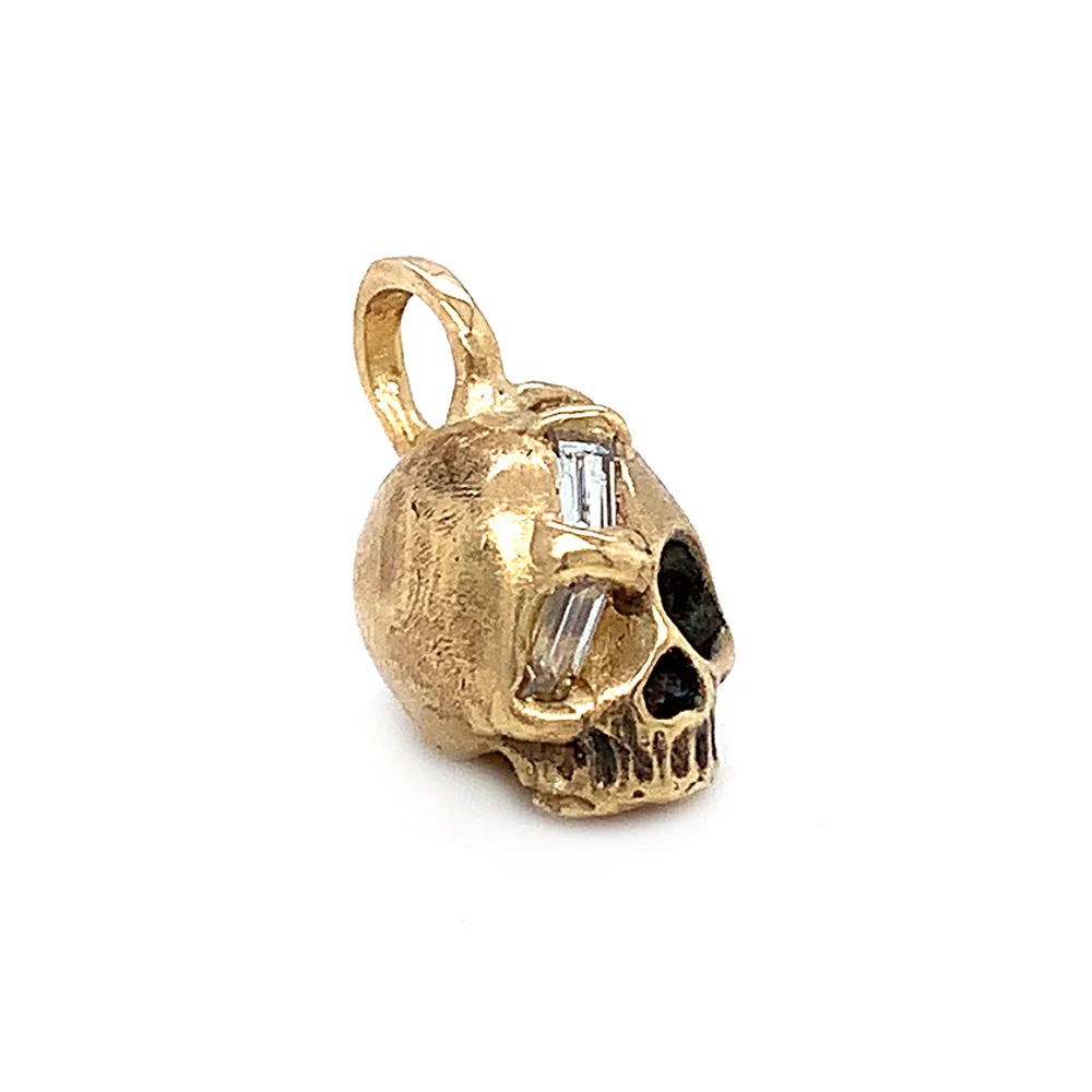 One-of-a-Kind Diamond & Yellow Gold Skull Pendant - "El Crá­neo" - Image 6