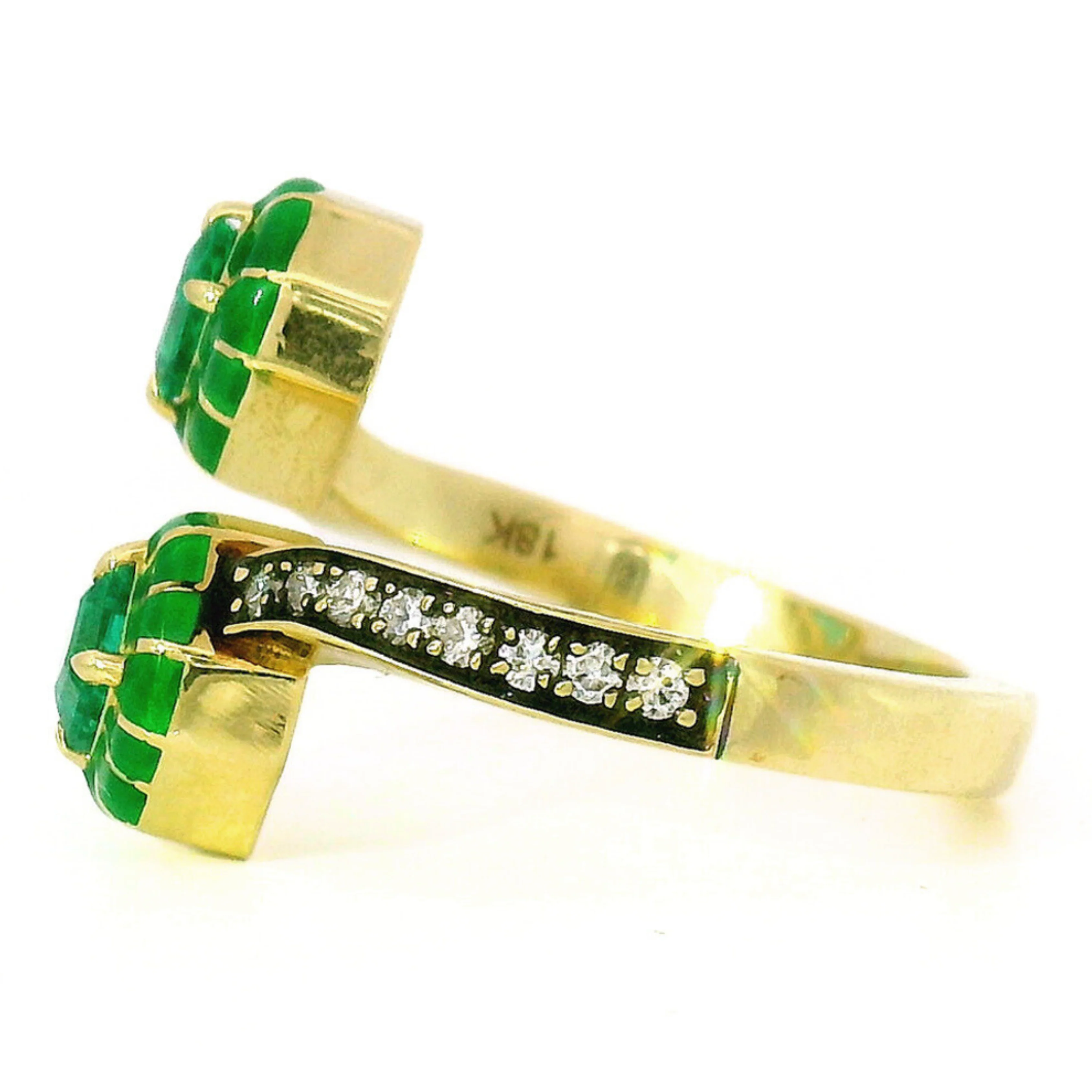 One-of-a-Kind Emerald, Diamond & Enamel Bypass Ring - "Wicked Twist" - Image 5