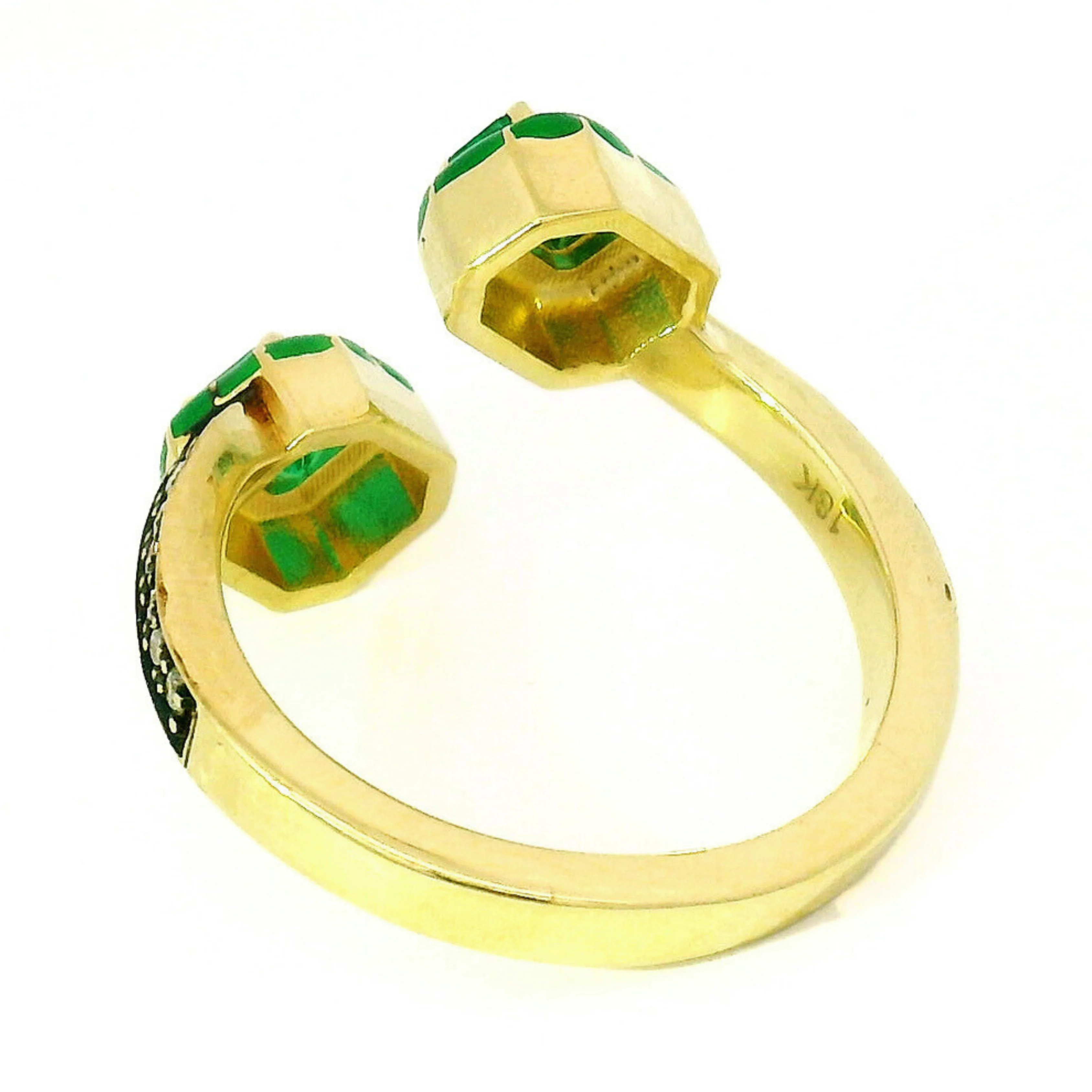 One-of-a-Kind Emerald, Diamond & Enamel Bypass Ring - "Wicked Twist" - Image 8