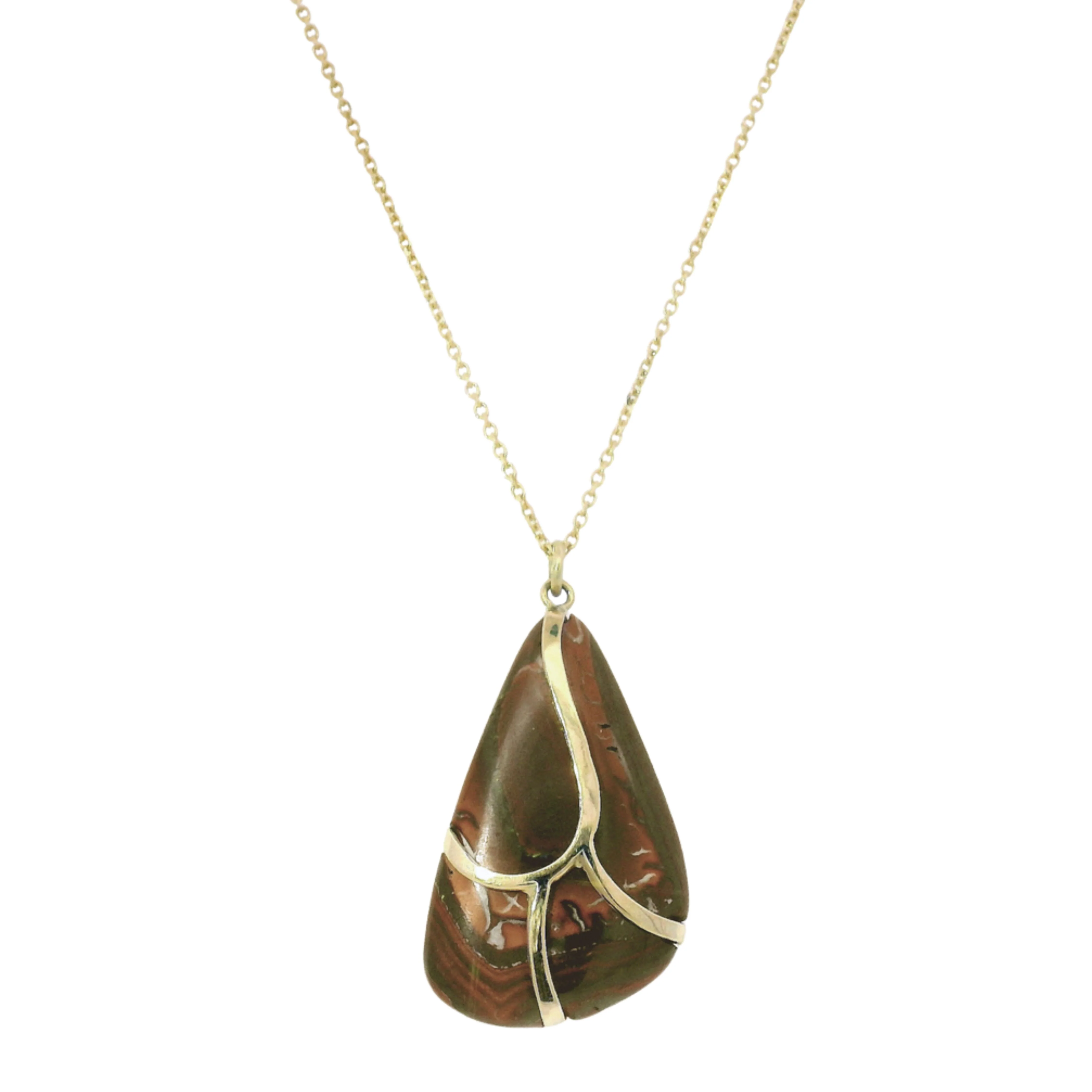 One-of-a-Kind Koroit Nut Opal & Gold Necklace - "Butterfly Wing"