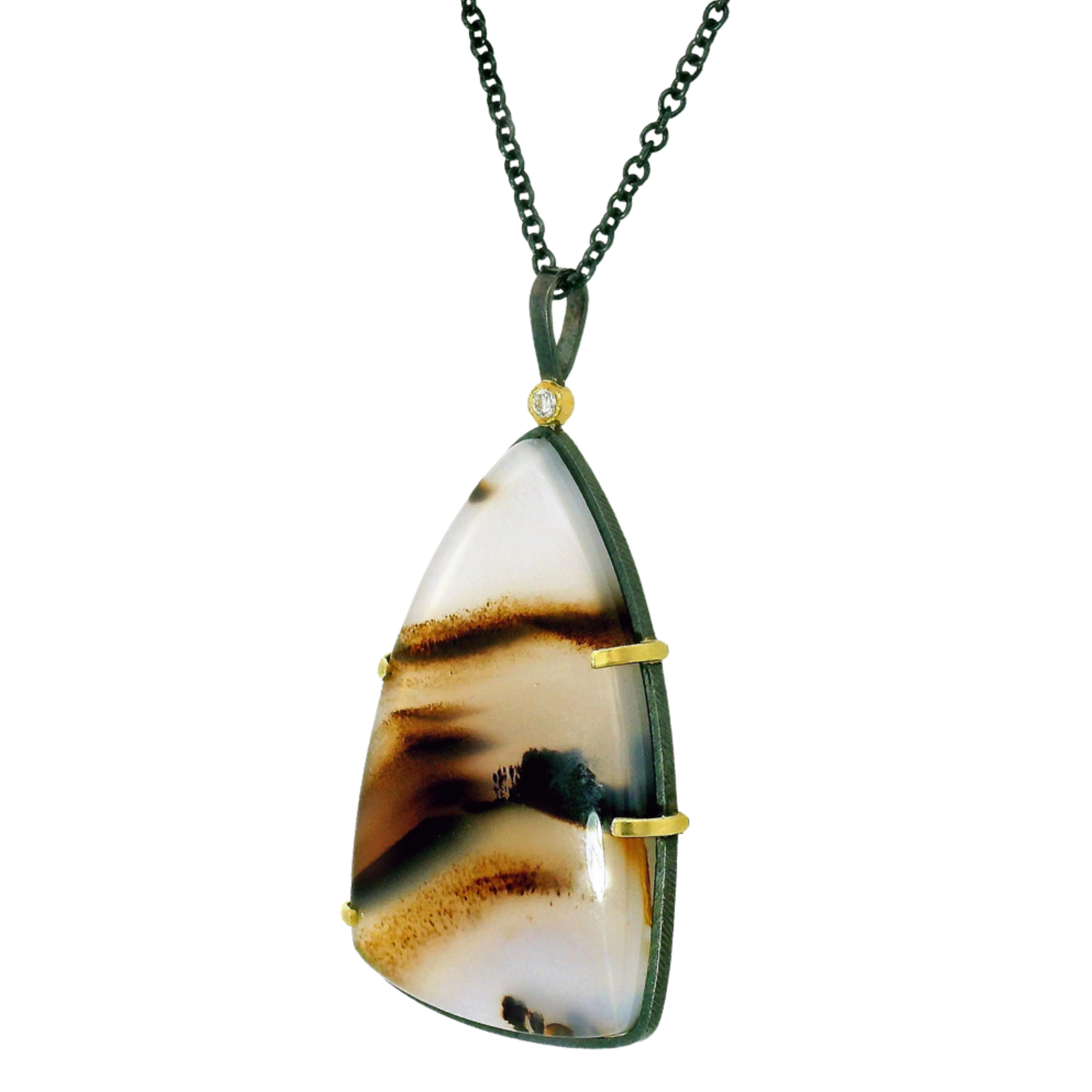 One-of-a-Kind Montana Agate & Diamond Necklace - "Badlands" - Image 2