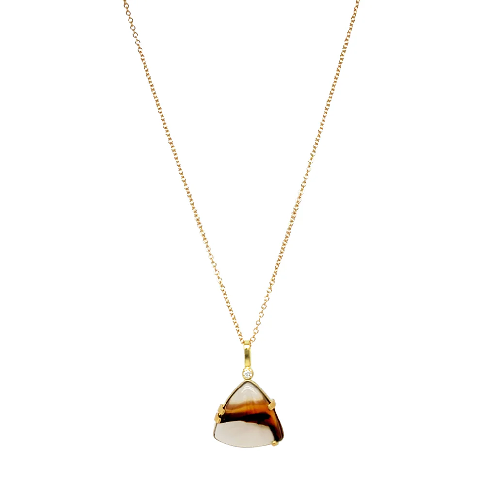 One-of-a-Kind Montana Agate & Diamond Necklace - "Desert Sky"