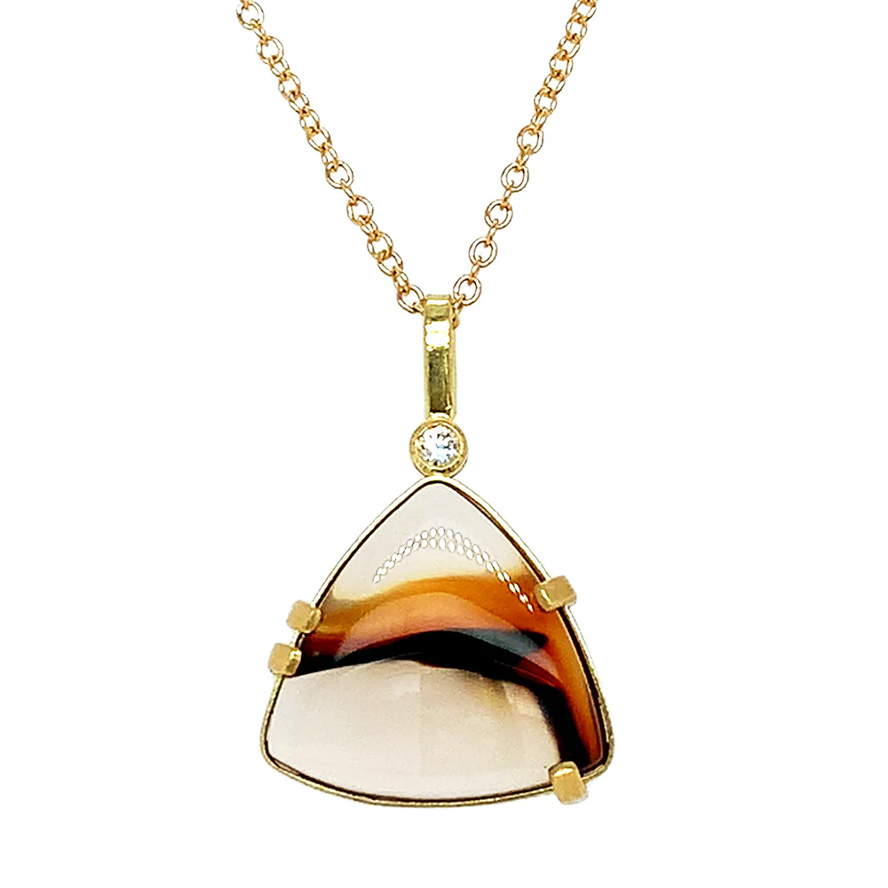 One-of-a-Kind Montana Agate & Diamond Necklace - "Desert Sky" - Image 2