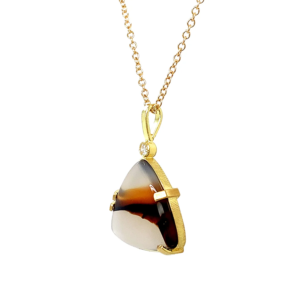 One-of-a-Kind Montana Agate & Diamond Necklace - "Desert Sky" - Image 3