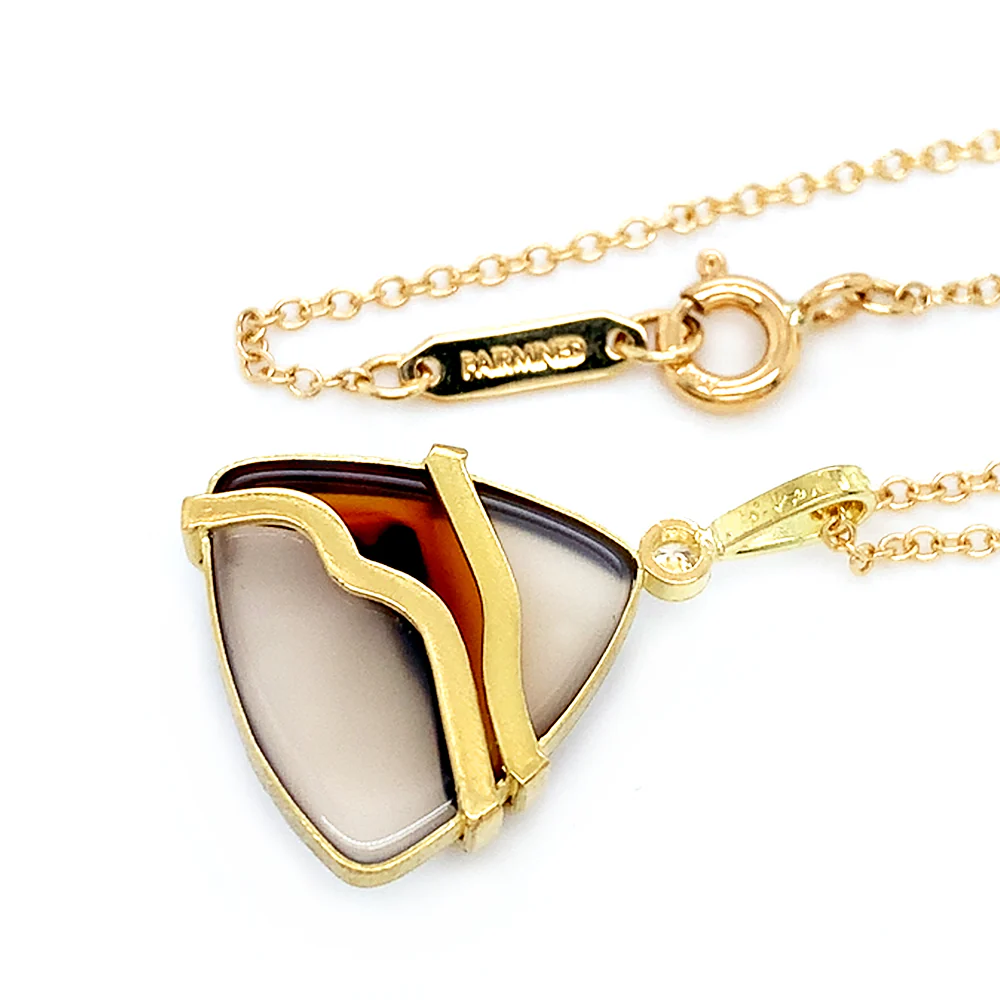 One-of-a-Kind Montana Agate & Diamond Necklace - "Desert Sky" - Image 4