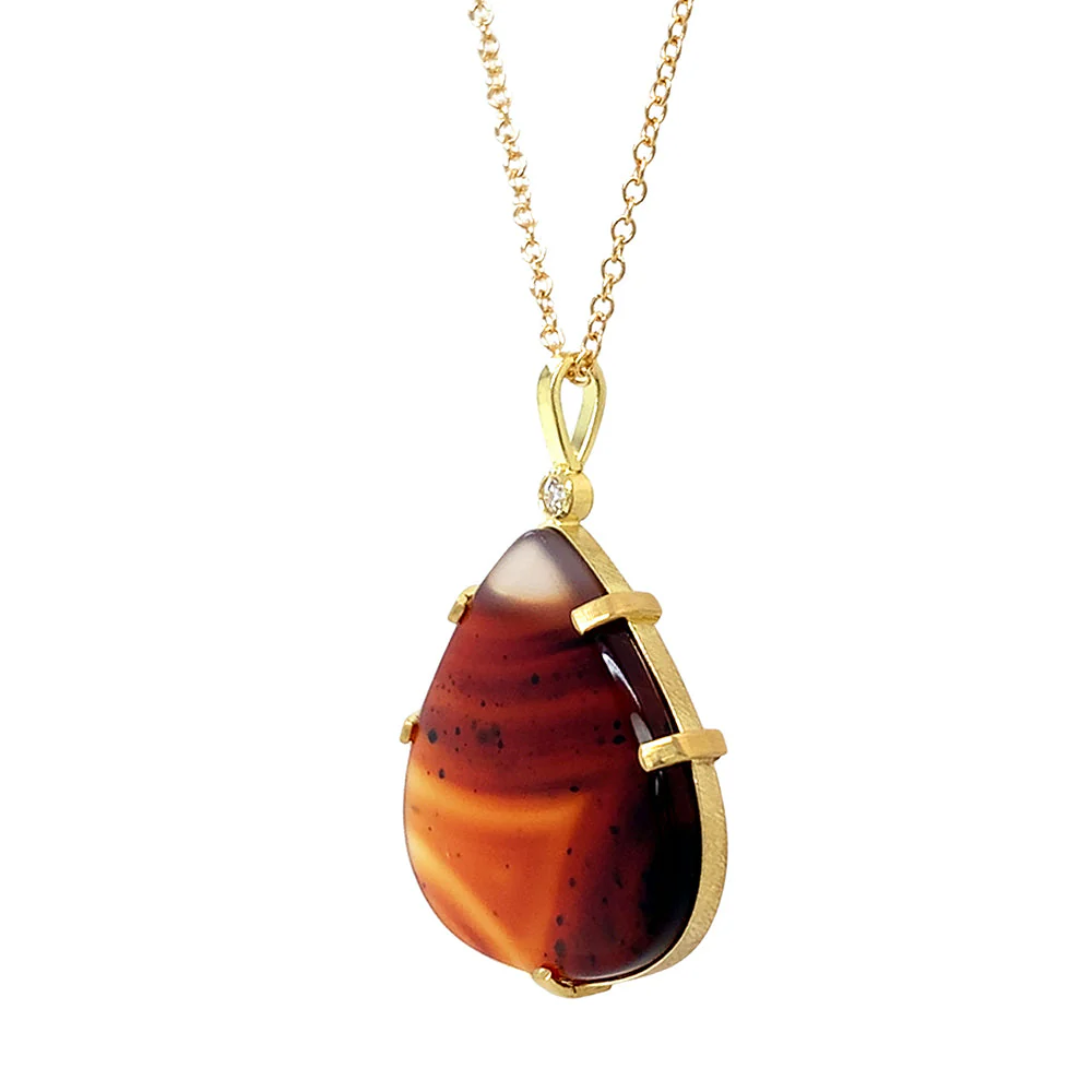 One-of-a-Kind Montana Agate & Diamond Necklace - "Lava Lake" - Image 3