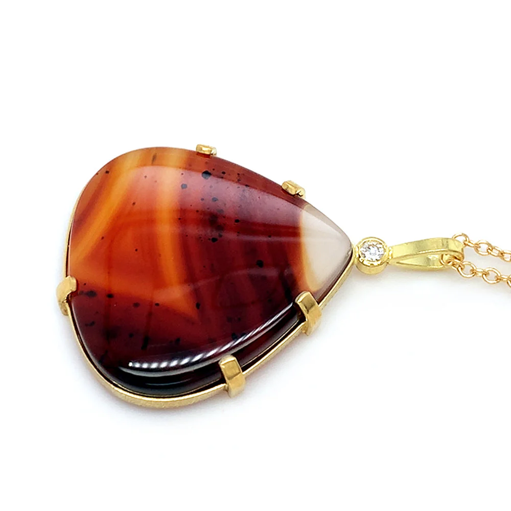 One-of-a-Kind Montana Agate & Diamond Necklace - "Lava Lake" - Image 4