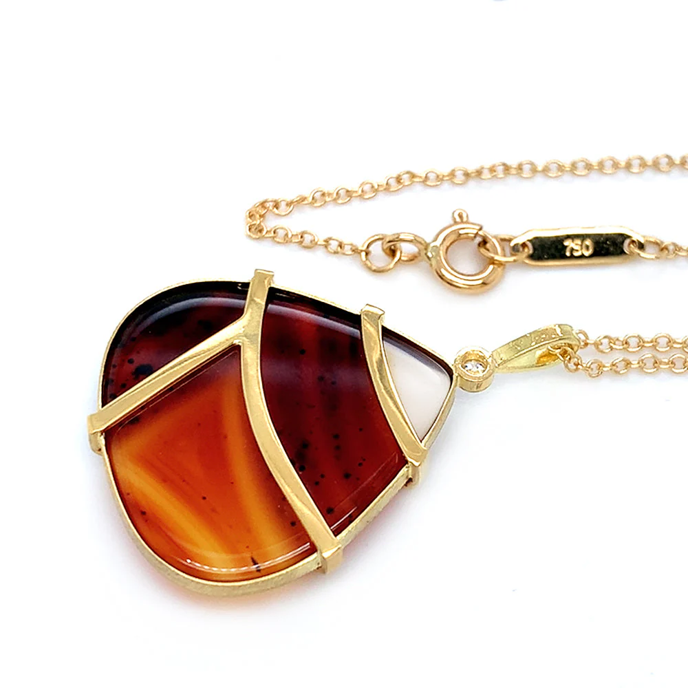 One-of-a-Kind Montana Agate & Diamond Necklace - "Lava Lake" - Image 5
