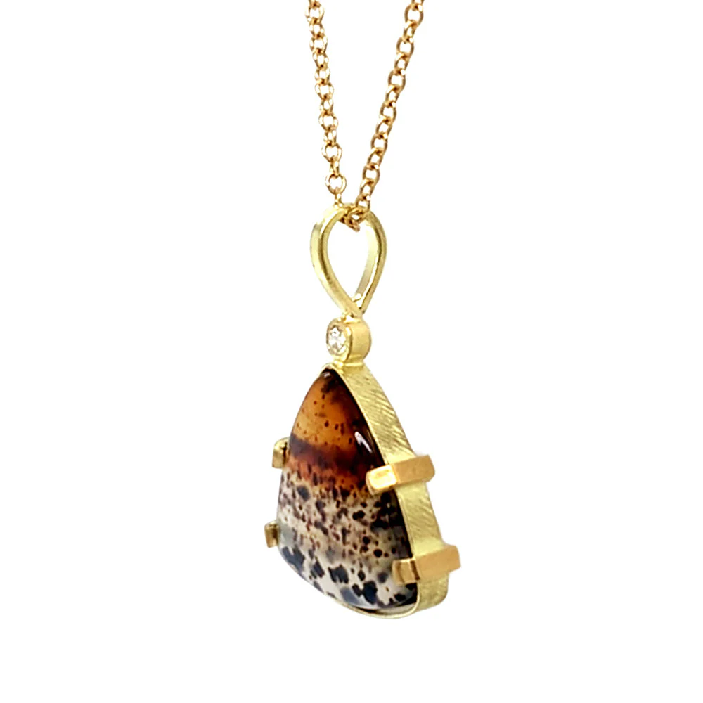 One-of-a-Kind Montana Agate & Diamond Necklace - "River Bank" - Image 3