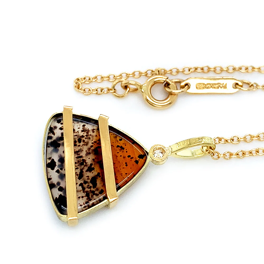 One-of-a-Kind Montana Agate & Diamond Necklace - "River Bank" - Image 4