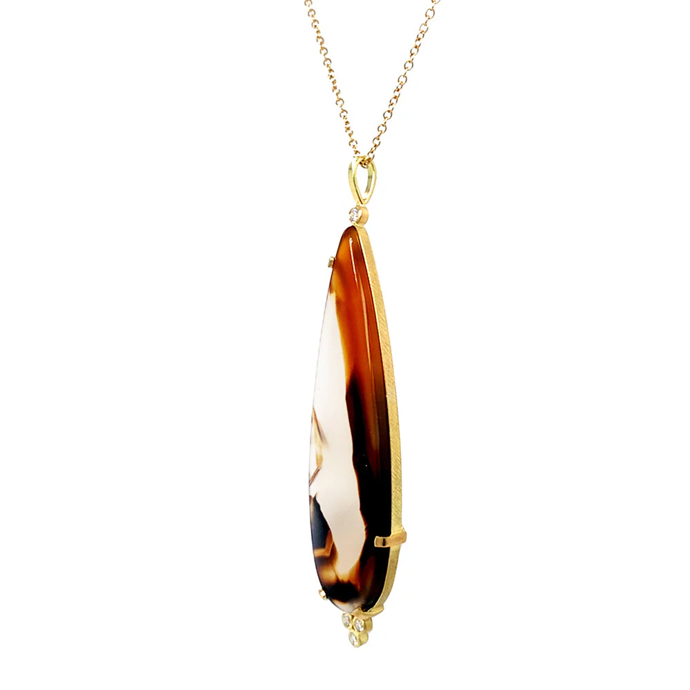 One-of-a-Kind Montana Agate & Diamond Necklace - "Yellowstone" - Image 3
