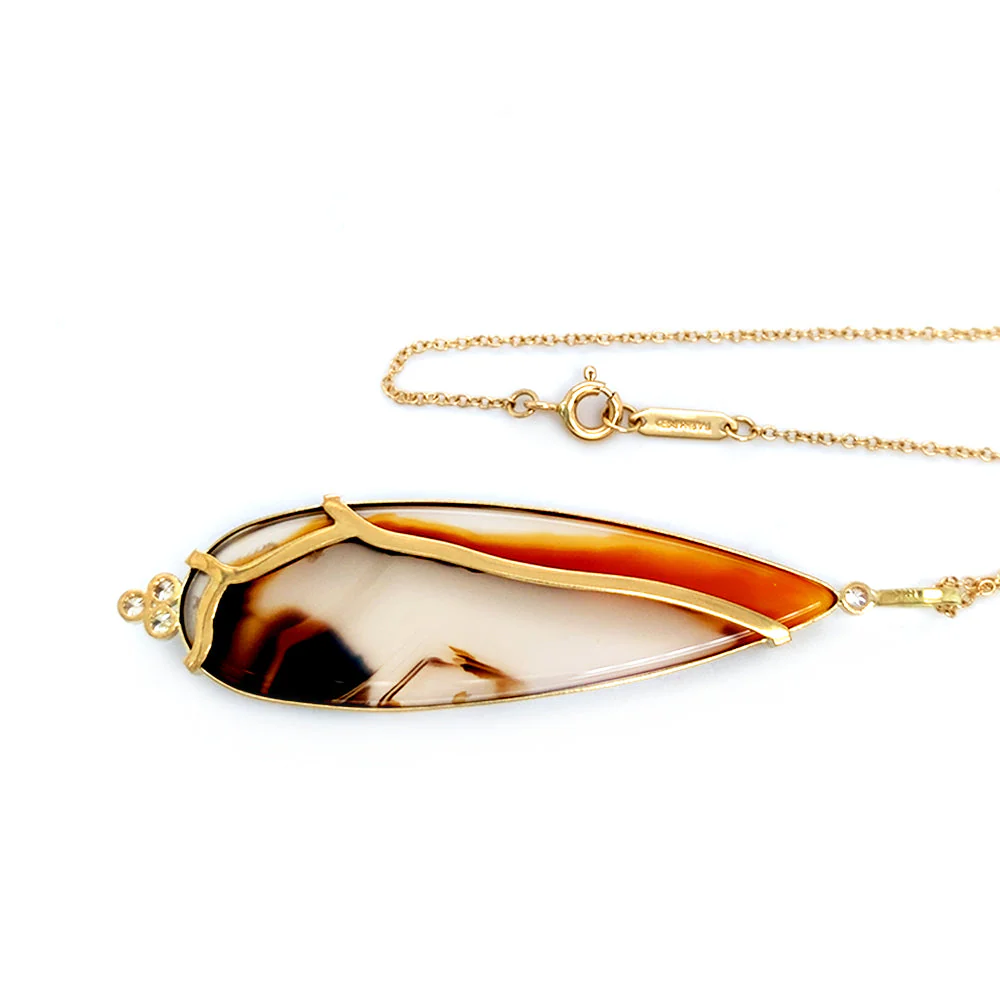 One-of-a-Kind Montana Agate & Diamond Necklace - "Yellowstone" - Image 4
