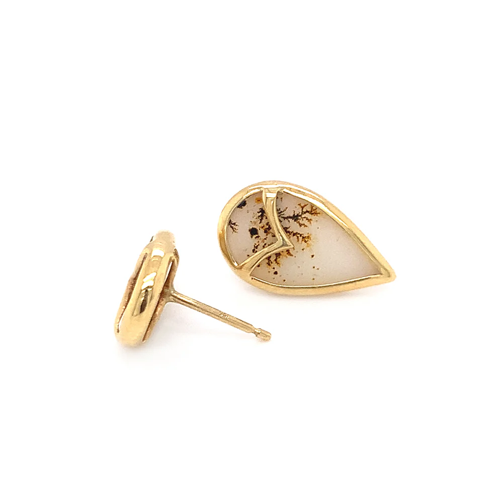 One-of-a-Kind Montana Agate Stud Earrings - "Owl" - Image 2