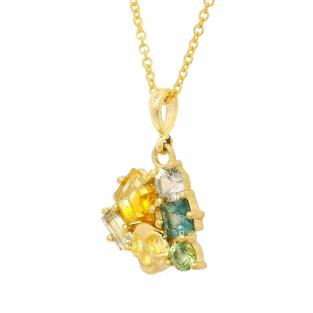 One-of-a-Kind Montana Sapphire Cluster Pendant - "Pirata's Hoard" - Image 5