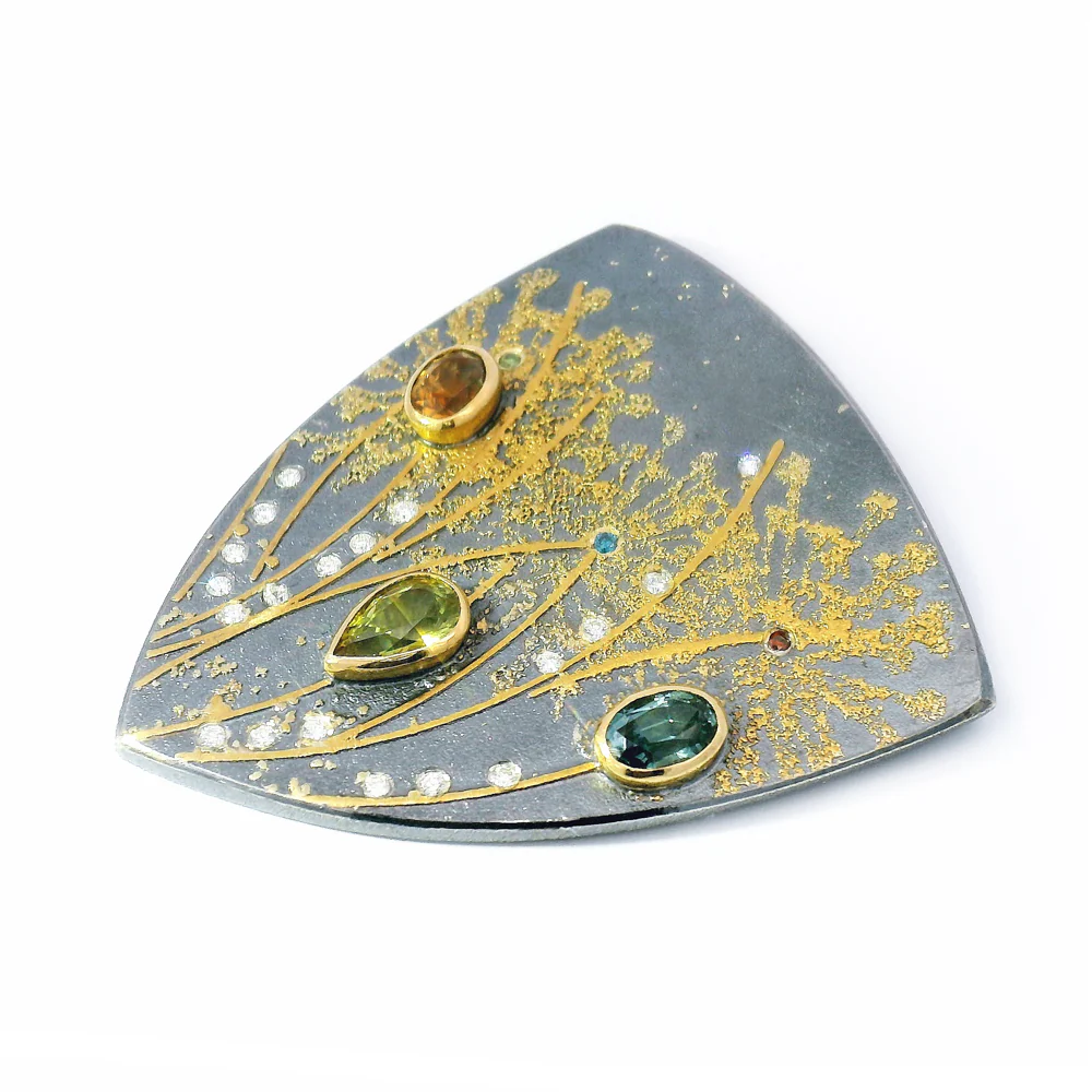 One-of-a-Kind Montana Sapphire, Sterling Silver & Gold Vario Pendant - "Freyja" - Image 3