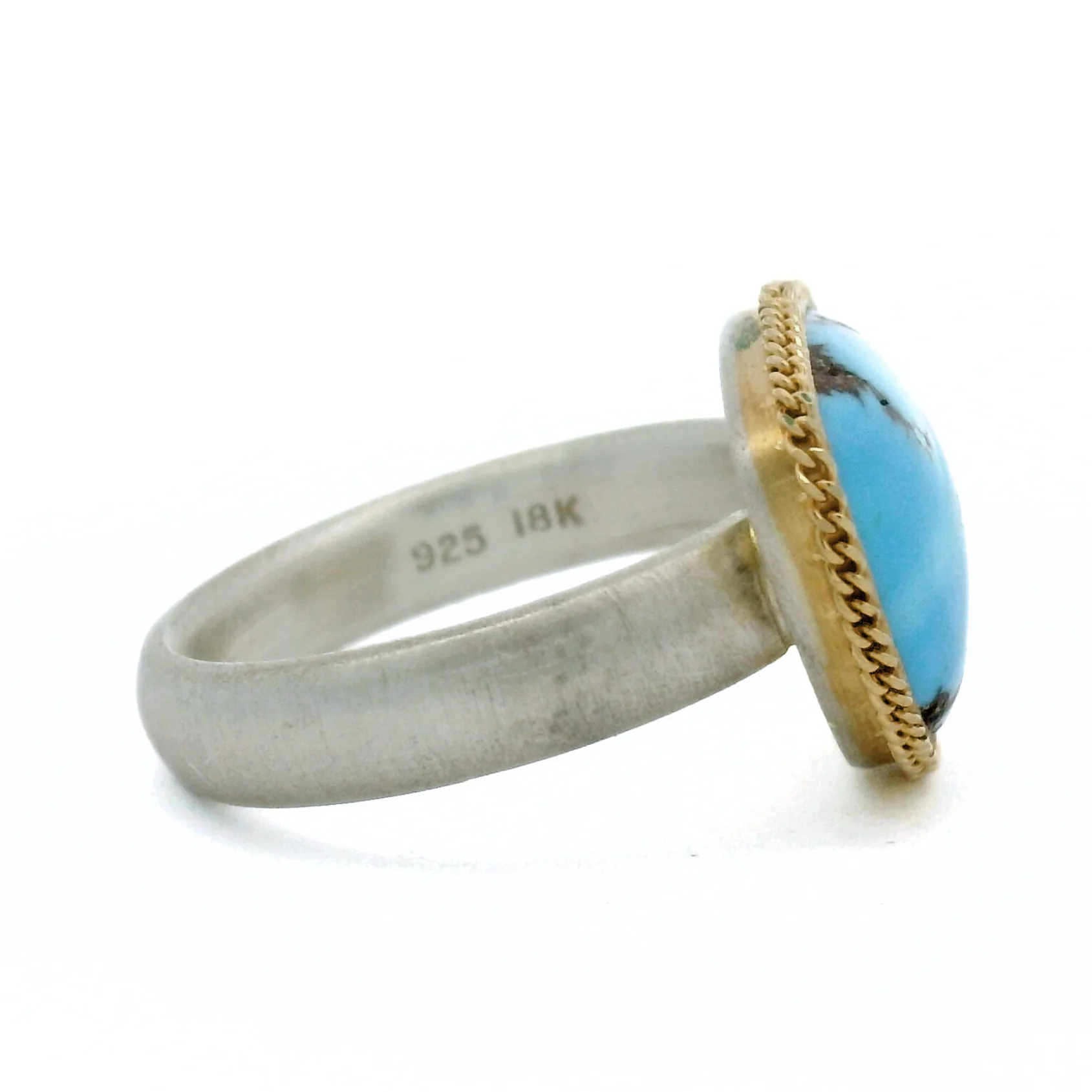 Turquoise, Gold & Silver Ring- "Tibetan Skies" - Image 4