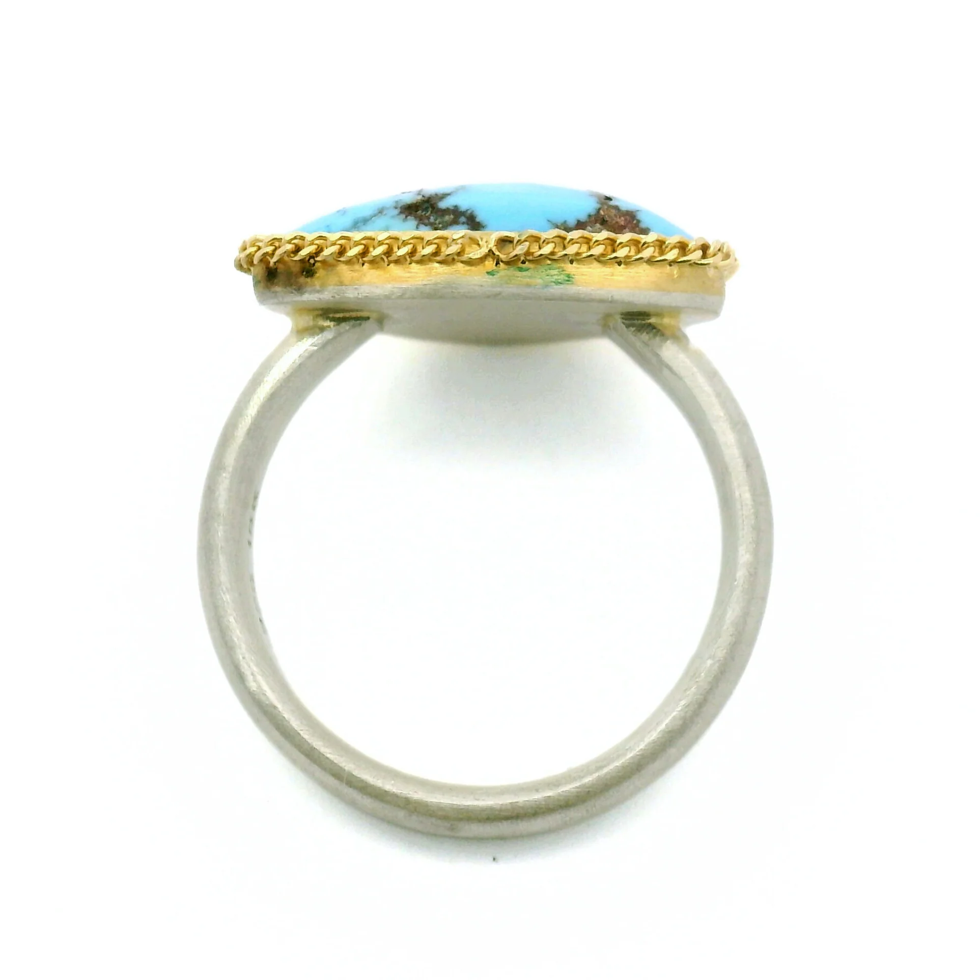 Turquoise, Gold & Silver Ring- "Tibetan Skies" - Image 6