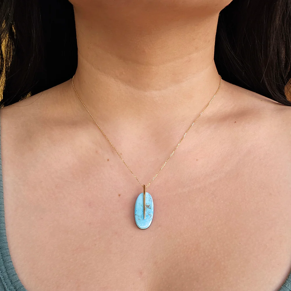 One-of-a-Kind Turquoise Necklace - "Feather" - Image 2