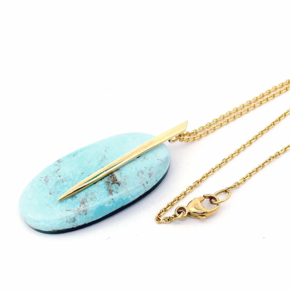 One-of-a-Kind Turquoise Necklace - "Feather" - Image 3