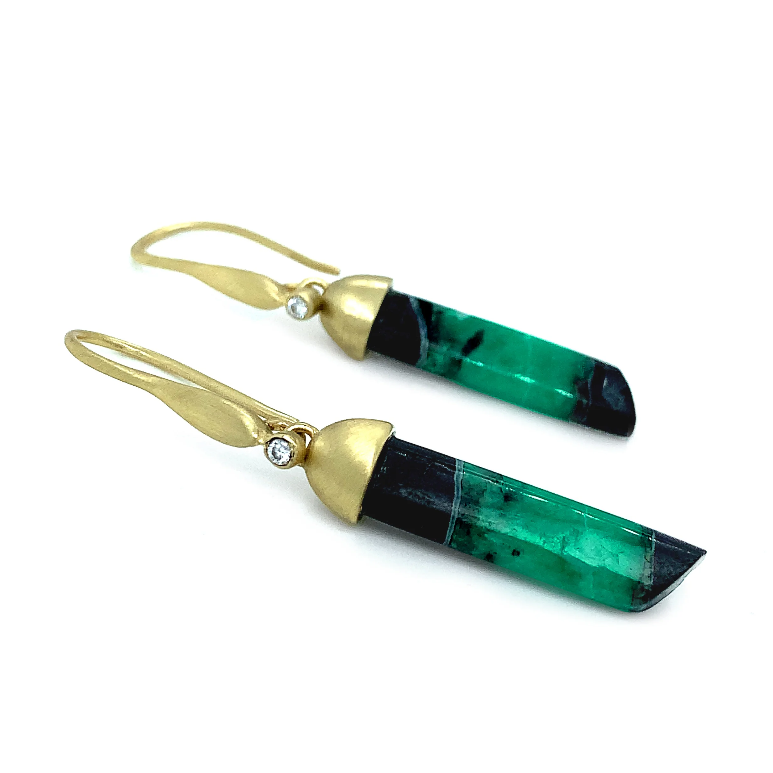 One-of-a-Kind Yellow Gold and Emerald Earrings - "Emerald Cavern" - Image 3