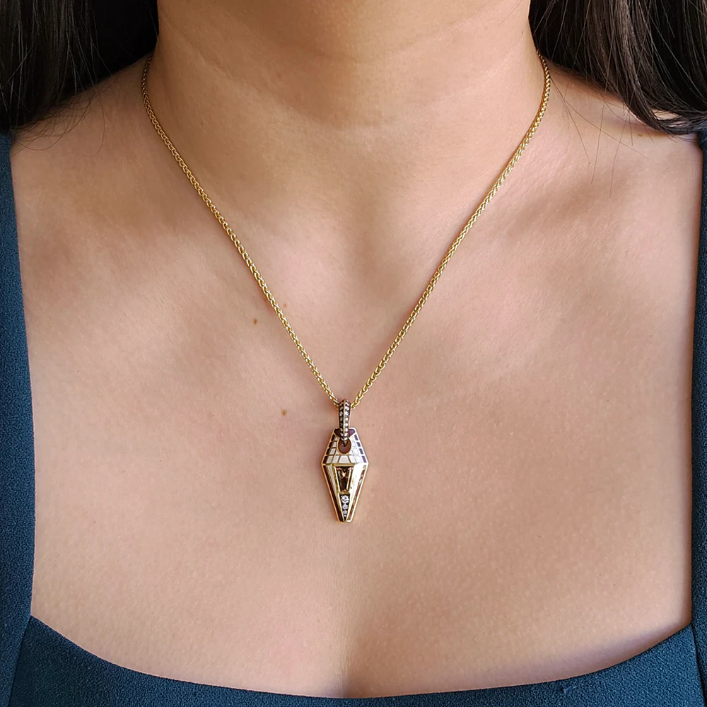 One-of-a-Kind Cognac Zircon & Enamel Pendant - "Pharoah" - Image 6