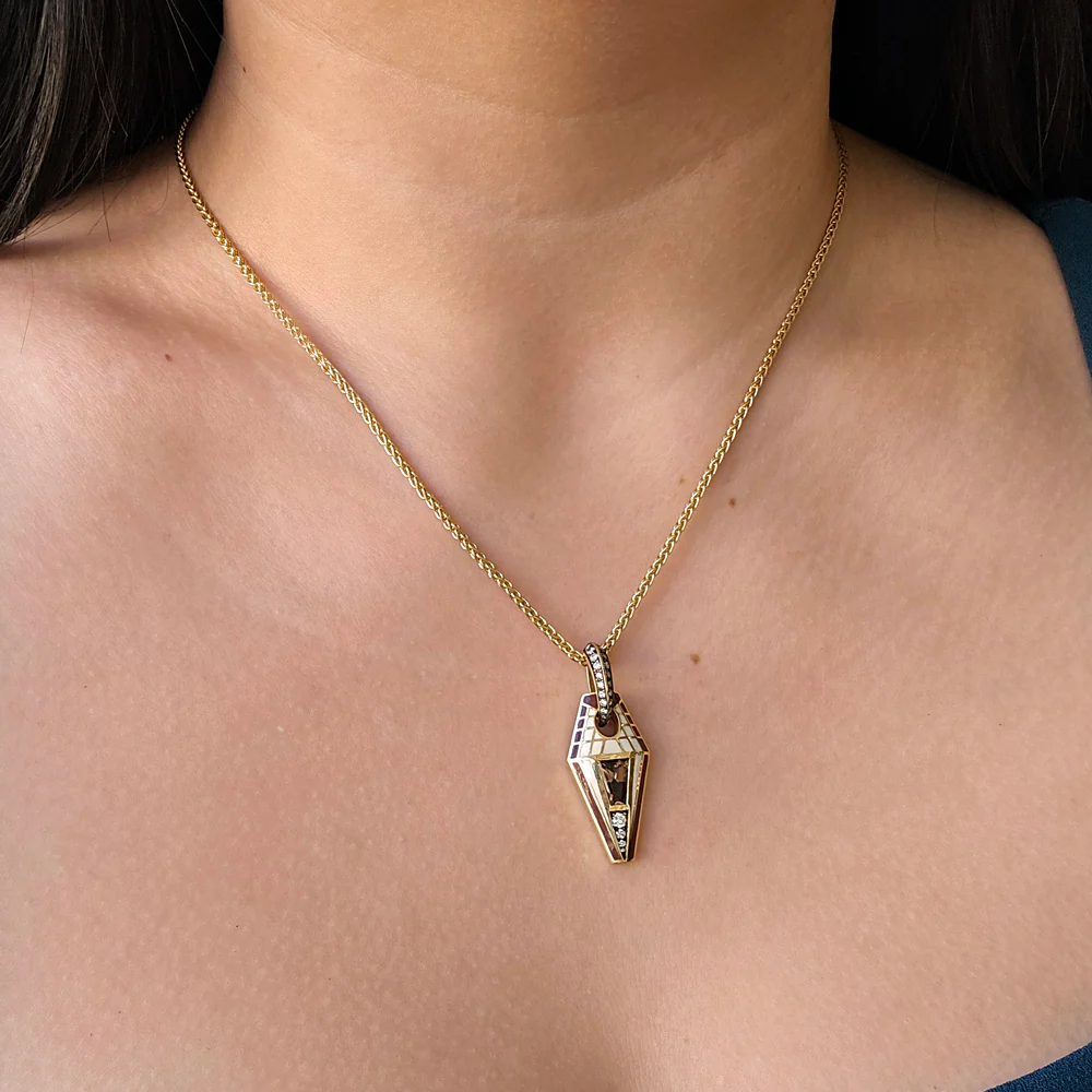 One-of-a-Kind Cognac Zircon & Enamel Pendant - "Pharoah" - Image 7