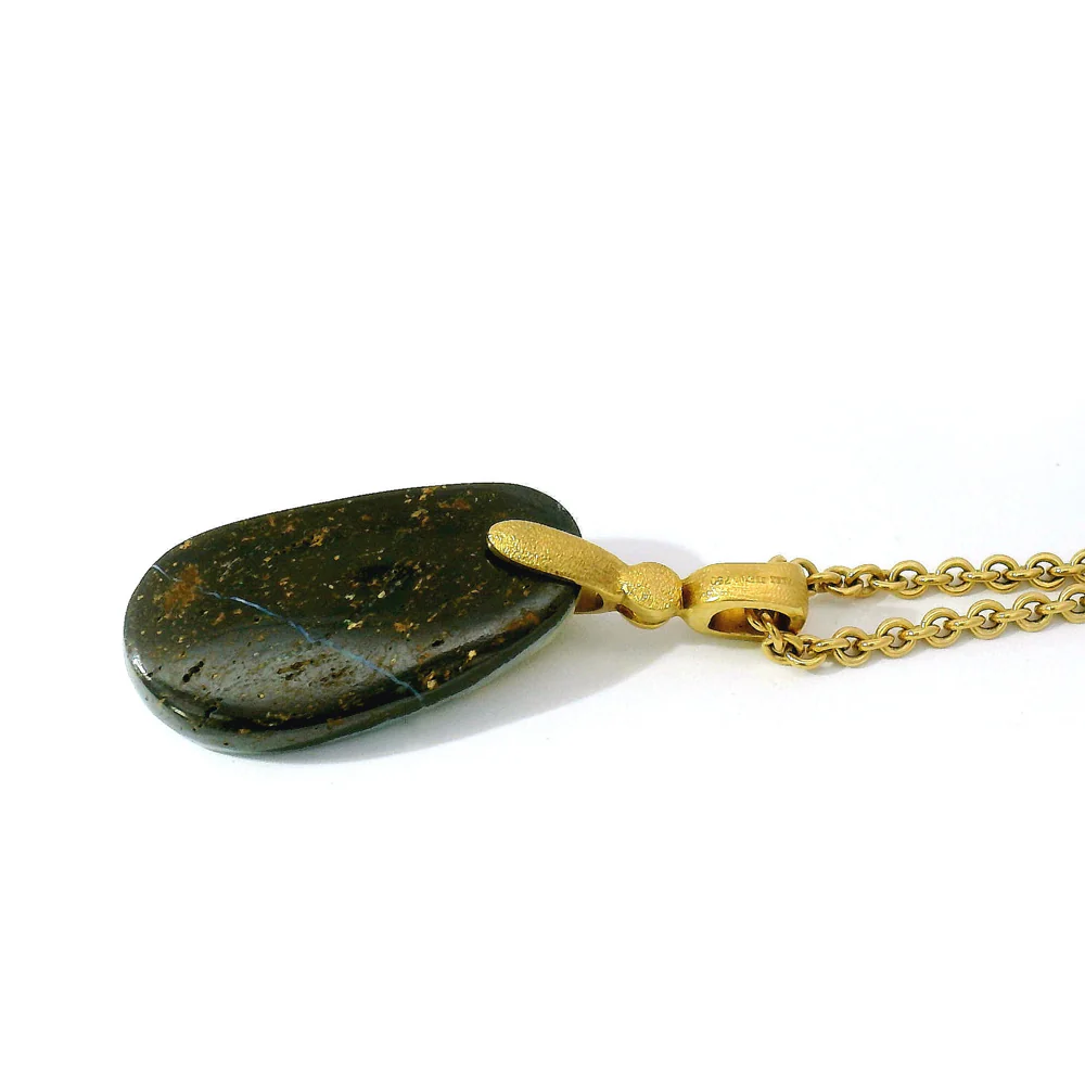Opal, Diamond & Yellow Gold Pendant - "Sticks & Stones" - Image 5