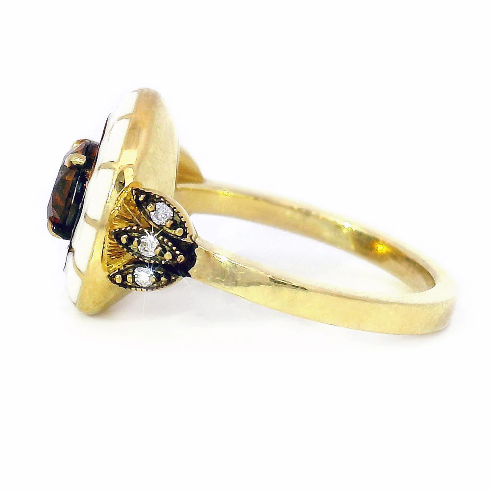 Orange-Brown Montana Sapphire & Enamel Ring - "Rock Candy Caramel Glow" - Image 4