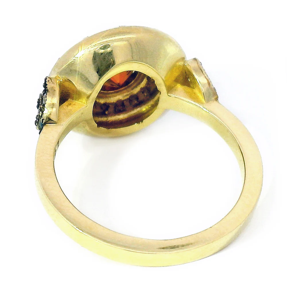 Orange-Brown Montana Sapphire & Enamel Ring - "Rock Candy Caramel Glow" - Image 5