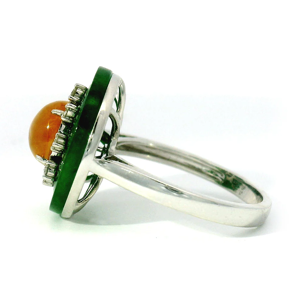 Orange & Green Jade Circle Ring - "Empress's Jewel" - Image 5