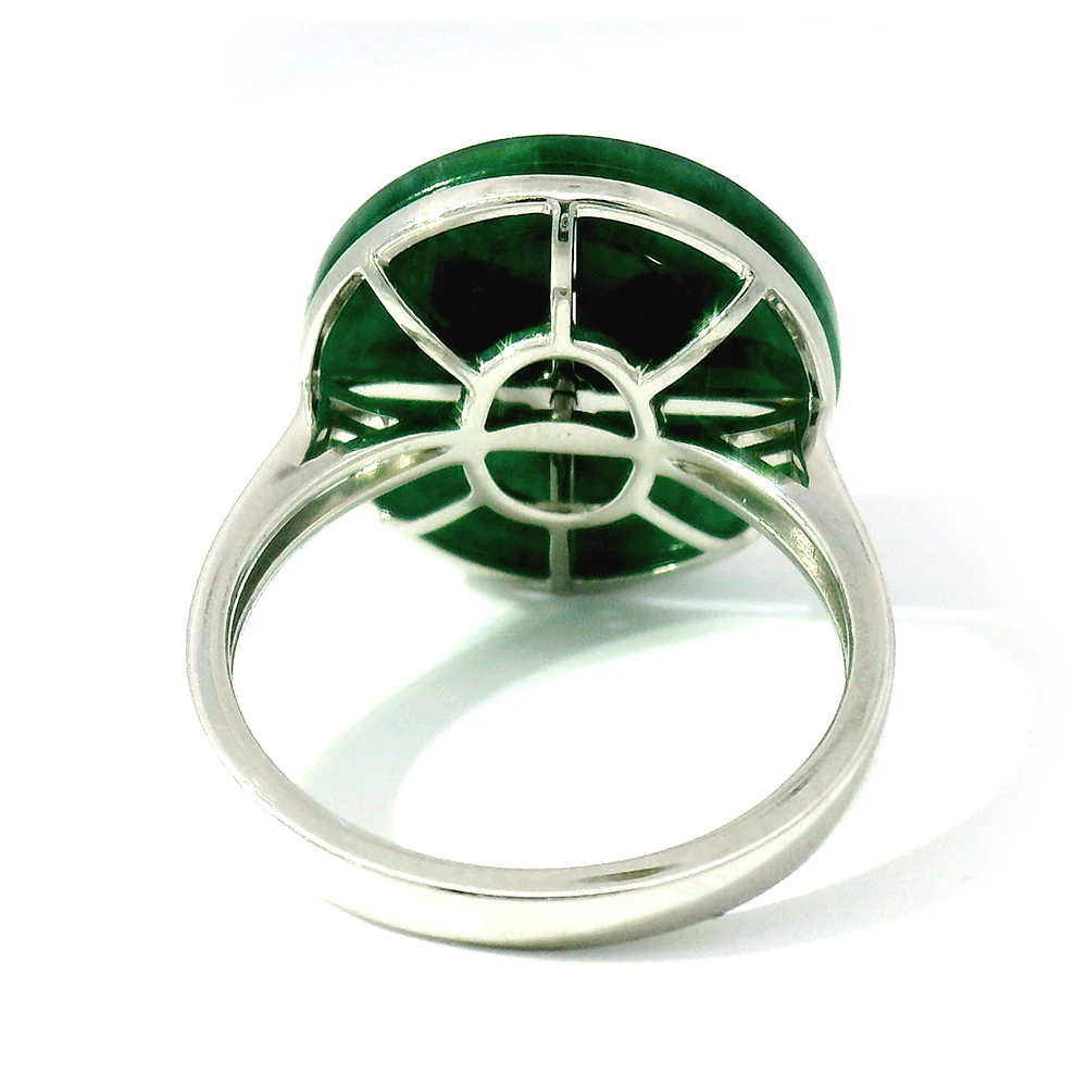 Orange & Green Jade Circle Ring - "Empress's Jewel" - Image 6