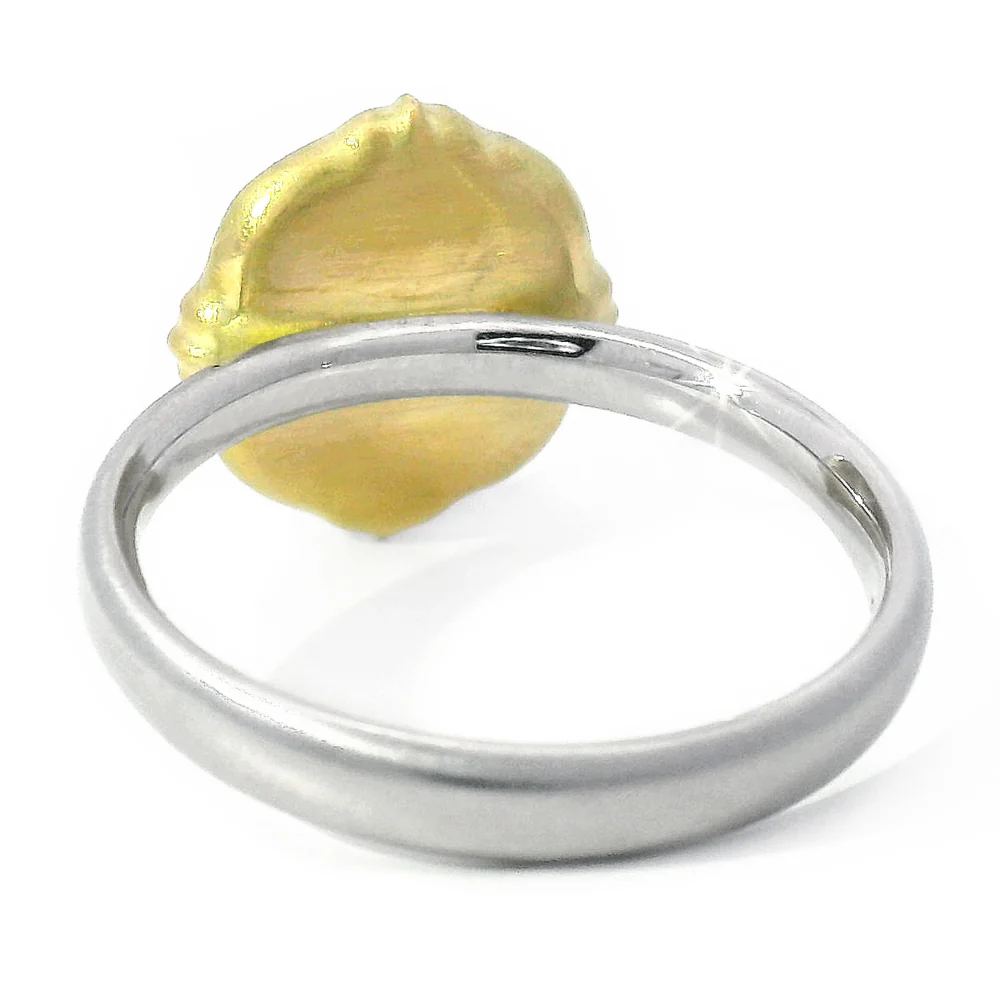 Oval Bi-Color Green & Pale Yellow Montana Sapphire Ring -"Lotus" - Image 4