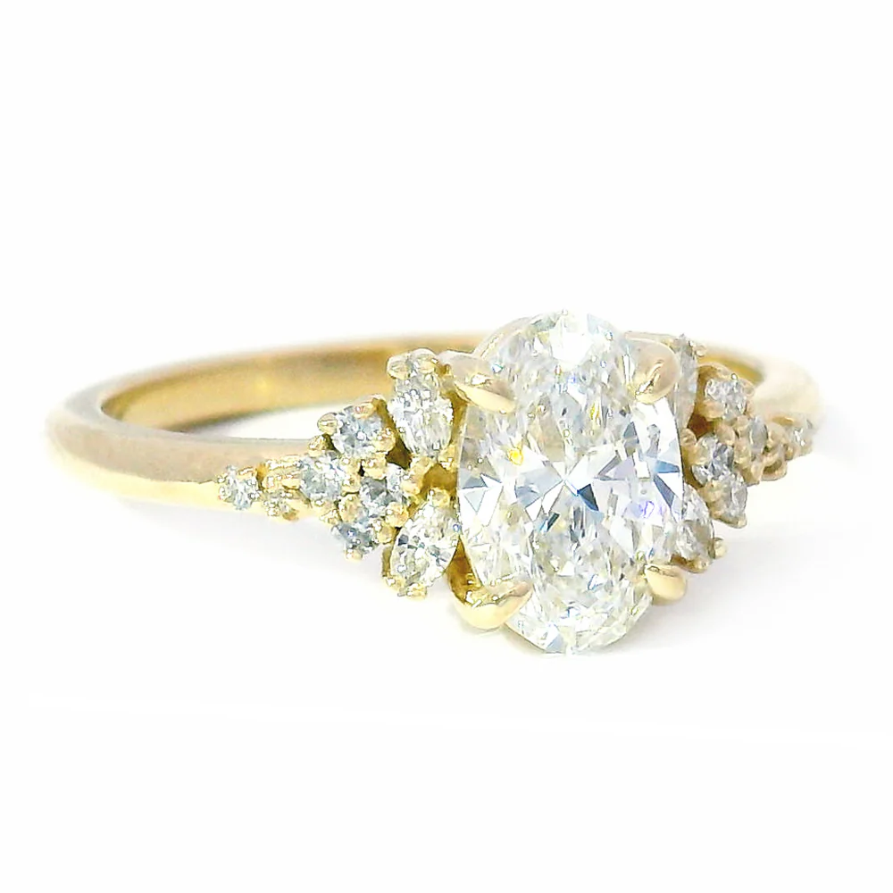 Oval Lab Grown Diamond Cluster Ring - "Aster" - Image 3